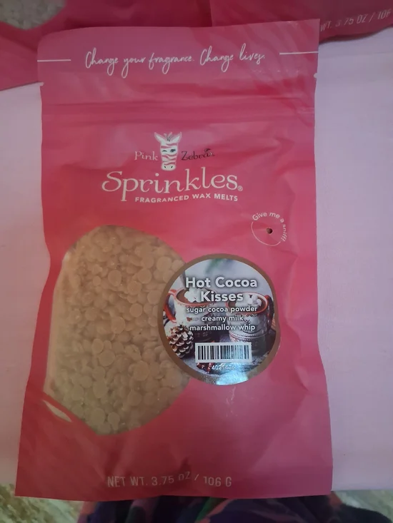 Pink Zebra Sprinkles Hot Cocoa Kisses Fragranced Wax Melts - Pink Packaging