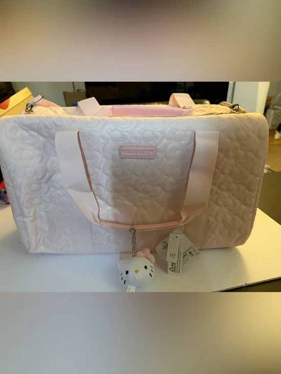 Hello Kitty Light Pink Quilted Tote with Plush Charm