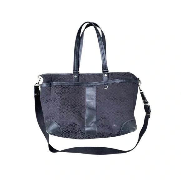 Coach Black Baby Bag with Textured Material and Sturdy‎ Handles signature