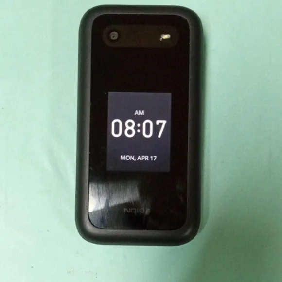 Brand New Nokia 2760 4G Black Compact Flip Phone with External Clock Display