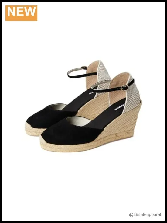 Soludos Marseille Wedge Espadrille Suede Ankle Strap Sandal