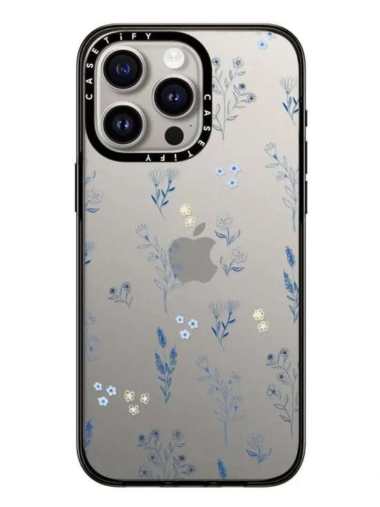 iPhone 16 pro max Casetify Blue Floral Clear Phone Case