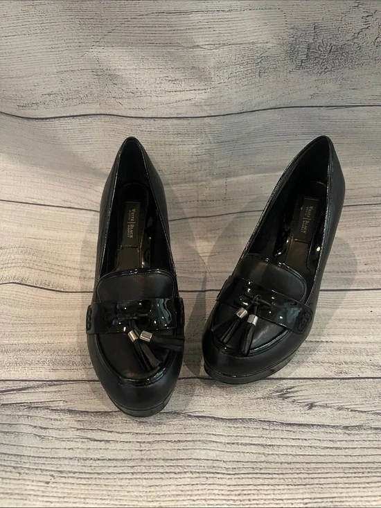 White House Black Market Black Patent Tassel Platform Loafers