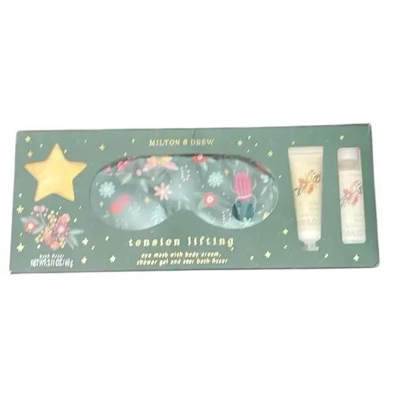 Milton & Drew Floral Bath & Body Set bath fizzer body lotion shower gel mask NIB