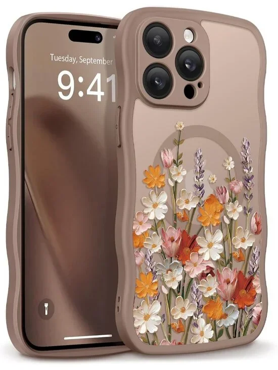 iPhone 14 Pro Primrose/Brown Compatible with MagSafe Floral Translucent Case