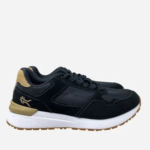 Kuru Apogee‎ Retro Sneakers Mens 9.5 Black Suede Tan Supportive Walking Shoes
