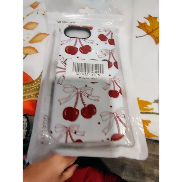 White Cherry Bow Print Jelly Phone Case Slim Scratch Resistant Cover