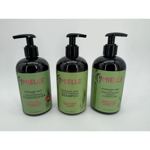 Mielle Organics Rosemary Mint Strengthening Leave‎ In Conditioner Shampoo 12oz