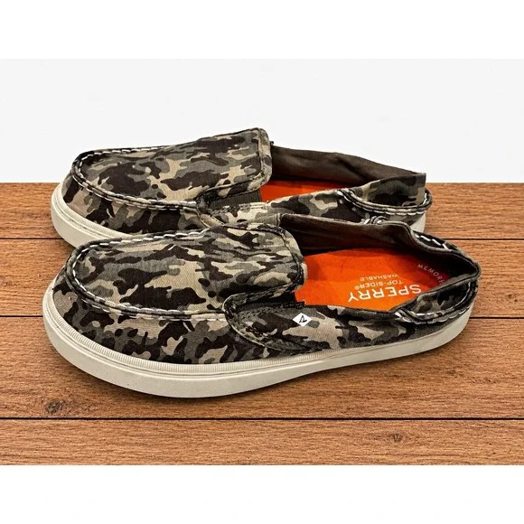 Sperry Top-Sider Washable Camo Slip-On Canvas Memory Foam Men's US 4 M‎