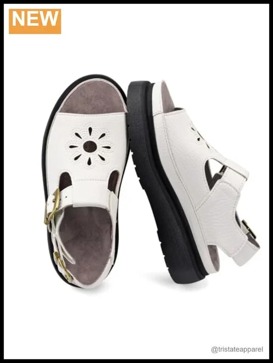 Women's Platform Wedge Sandals Faux Leather Adjustable T-Strap