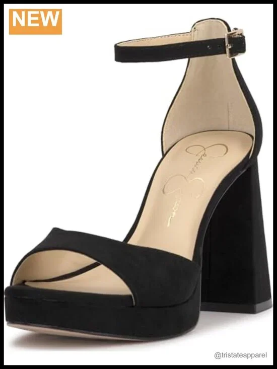 Faux Suede Platform Heeled Sandal with Ankle Strap and Block Heel