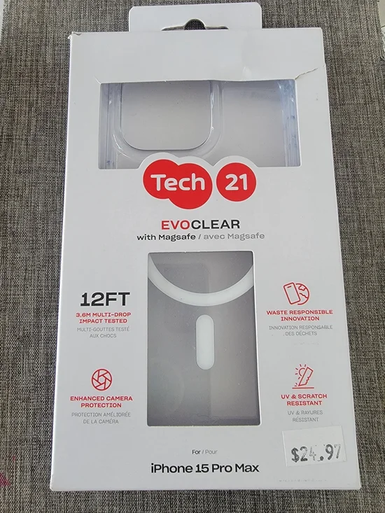 tech21 EvoClear MagSafe Case for iPhone 15 Pro Max - Clear