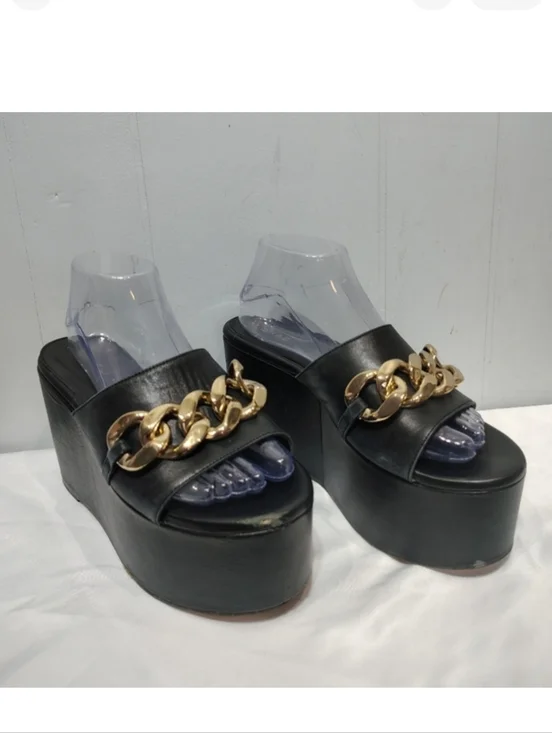ALOHAS Chunk Chain Platform‎ Sandals Size 8 Black Revolve