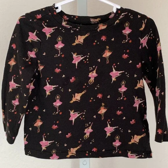 OLD NAVY Ballerina Print T-Shirt, Black, Size: ‎ Infant 12 - 18 mo.