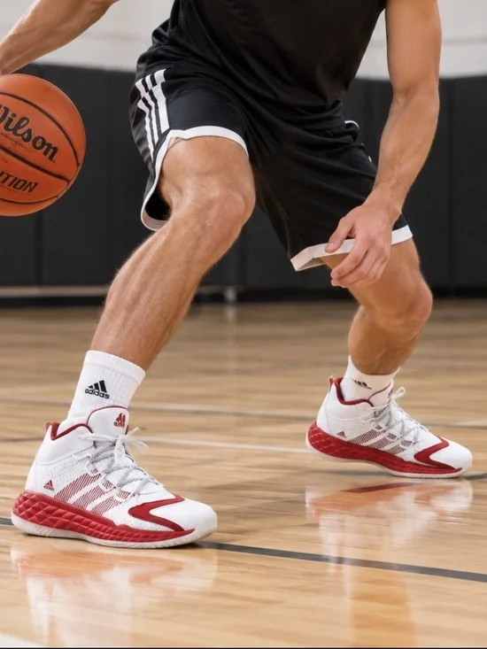Adidas Pro Boost Mid Basketball Shoes White Red Size 8 High Top Sneakers
