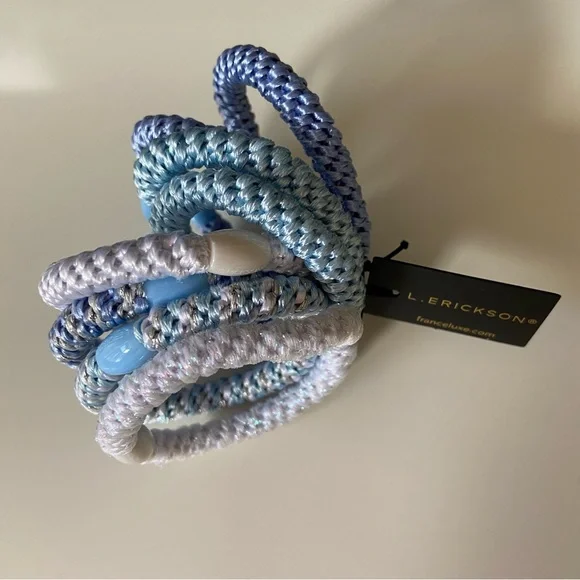 L. Erickson Grab & Go Pony - 8 Pack Ponytail Holder Hair Ties Blue