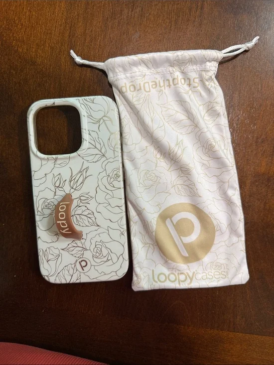 Loopy Case Cream Floral Phone Case with Rose Gold Loop iPhone 16 pro
