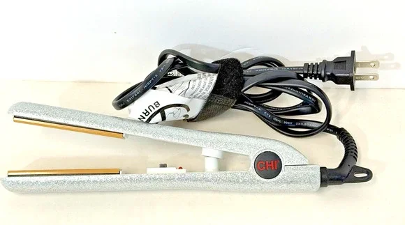 CHI Hair Straightener Flat Iron Silver Glitter 1 Inch Ceramic Plates Tested