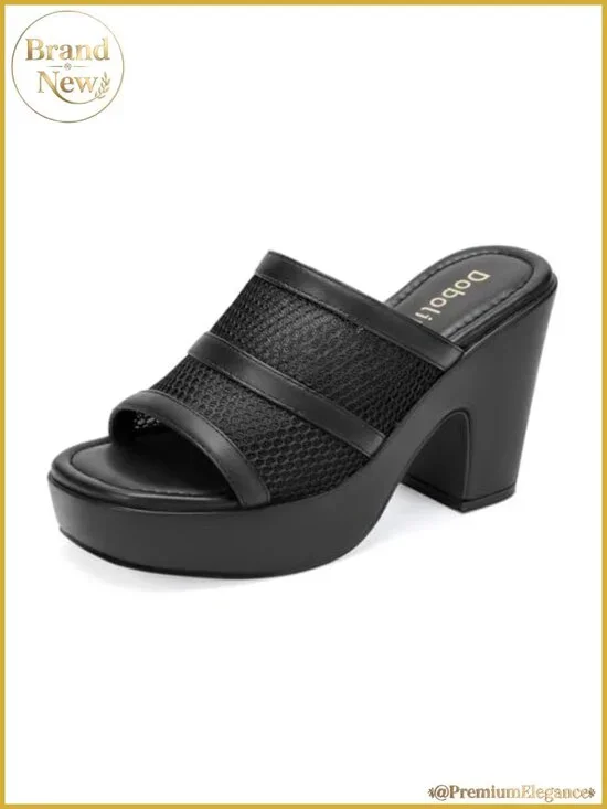 Open Toe Mesh Platform Wedge Mule Sandals Slip On Women