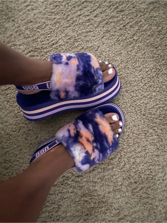 Ugg disco slide stripe graphic strap platform slippers sandals violet night