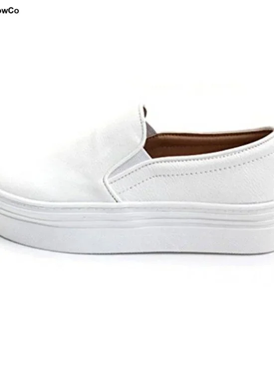 Women's Casual Slip-On Platform Sneakers Faux Leather Round Toe