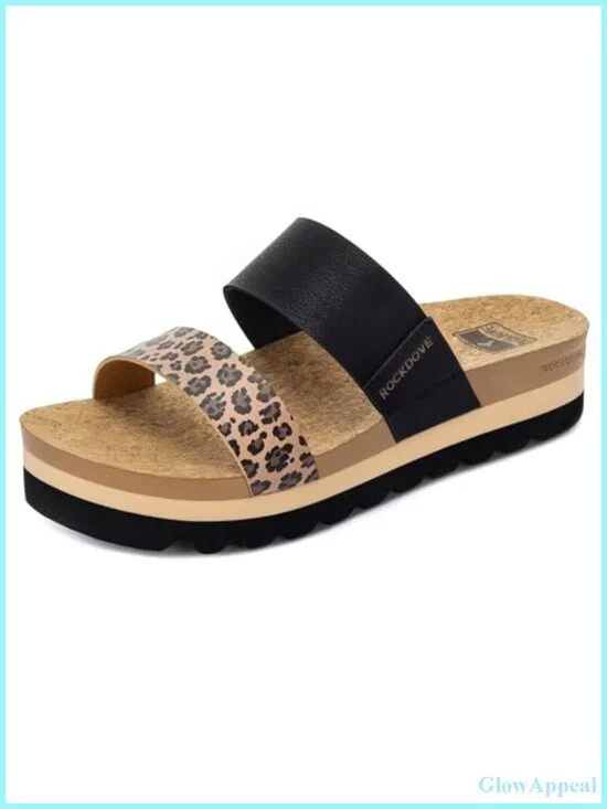 Women's Platform Slide Sandals with Arch Support, Vegan Leather, EVA Sole