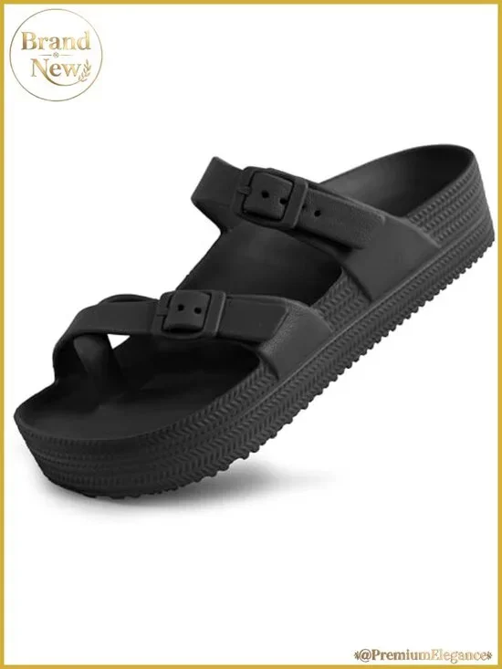 Weweya Arch Support Platform Sandals Adjustable Buckle EVA Slide