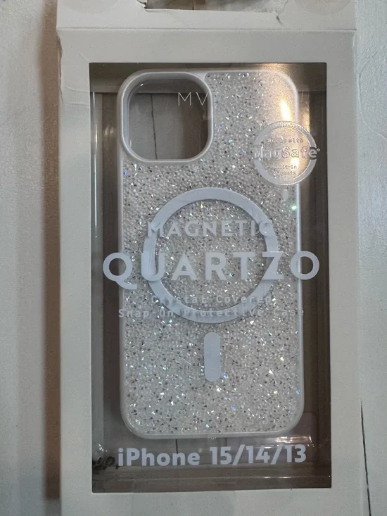 Magnetic Glitter Phone Case for iPhone 15/14/13 - White Sparkle