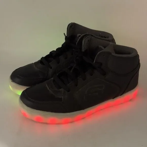 Energy Lights By Sketchers Sneakers Men’s 7 Black Lace Up Mid Top Shoes Women 9