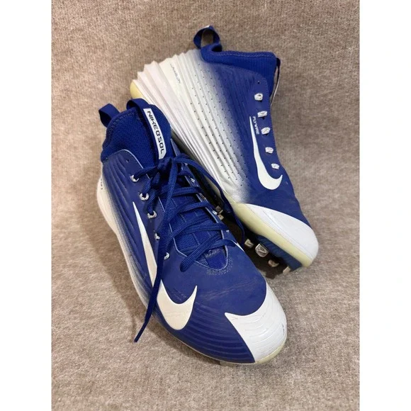 Nike Lunar Trout 2 Baseball Cleats Mens 11.5 Blue White Metal Spike Shoes