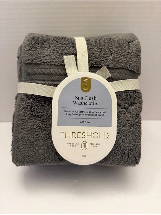 Threshold Spa Plush Washcloths - 4 Gray