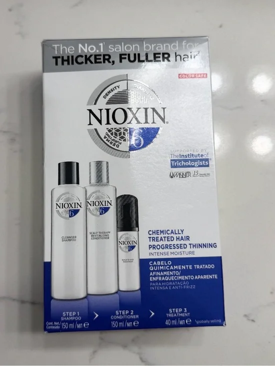 Nioxin System 6 Trial Kit – Chemically Treated Hair, Progressed Thinning 💙- New