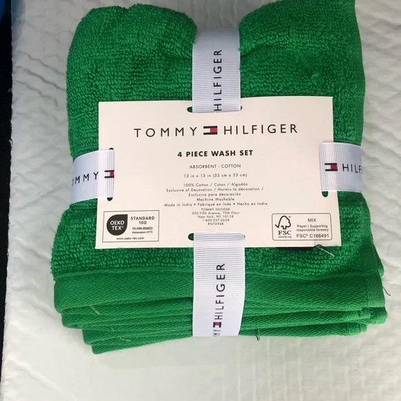 Set of 4 Tommy Hilfiger Green Washcloths