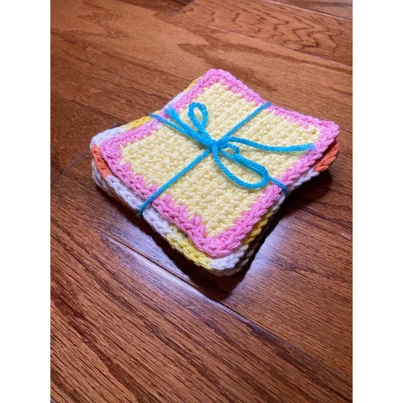 Set of 4 Handmade Crochet Face Cloths‎