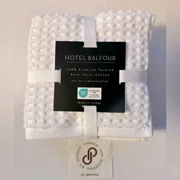 🎁4PC Hotel Balfour Wash Cloth Set - Waffle Textured Zero Twist Cotton