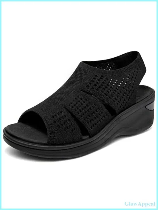Platform Walking Sandals Memory Foam Open Toe Breathable Mesh Slingback