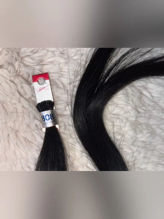 The Hair Shop Exclusive I-Tip Human Hair Extensions Straight 18 inch Black