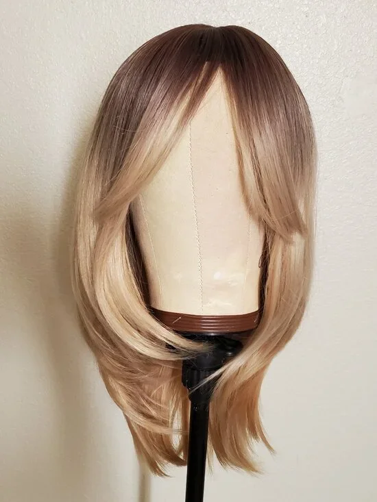 Esmee Realistic Blonde Curtain Bang Synthetic Wig