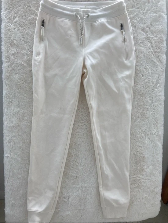 SALE! Old Navy Girls Cream Drawstring Jogger Sweatpants w/ Zip Pockets L 10-12