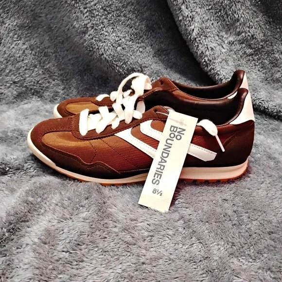 No Boundaries Men's Athletic Low Top Lace-Up Sneakers Colorblock Brown/White