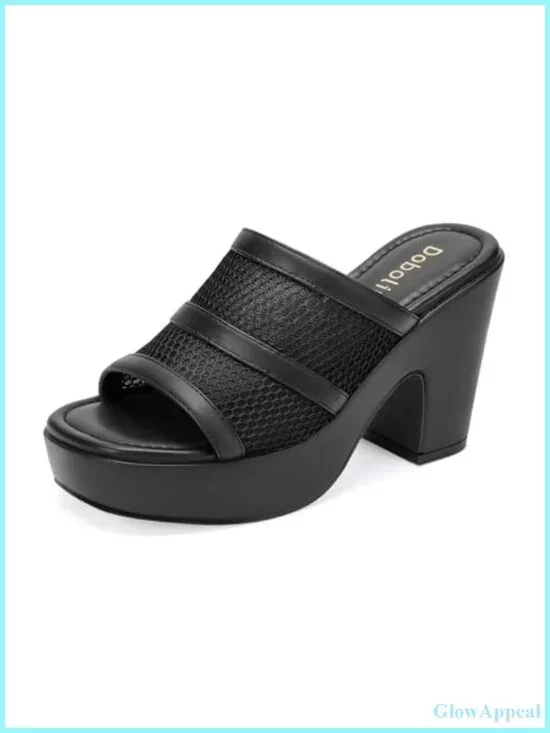 DOBOLIN Open Toe Platform Wedge Mesh Mule Sandals 4in Heel SZ