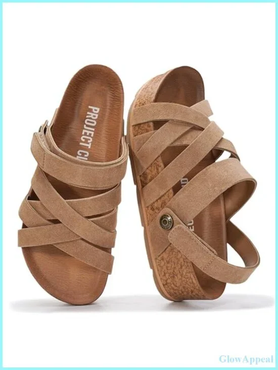 Genuine Leather Platform Sandals Adjustable Strappy Dressy Wedges
