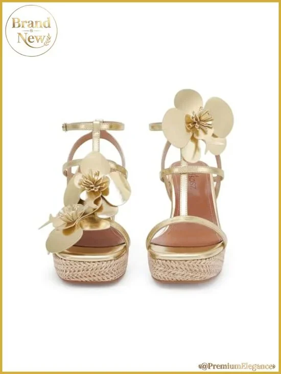 LACIKOSZ Floral Faux Leather Strappy Wedge Platform Sandals Women