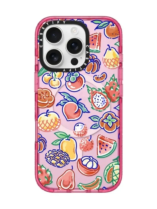 Casetify Pink Fruit Pattern iPhone 16 Pro Case