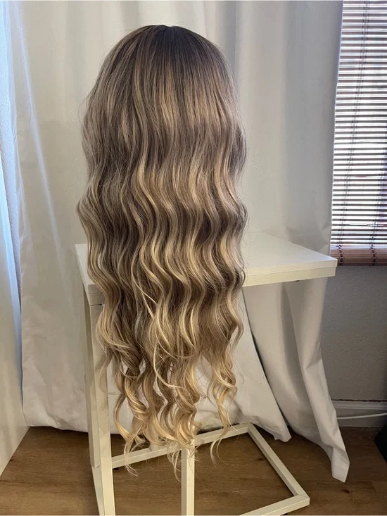Long Wavy Blonde Balayage Wig - Natural Blonde- 30