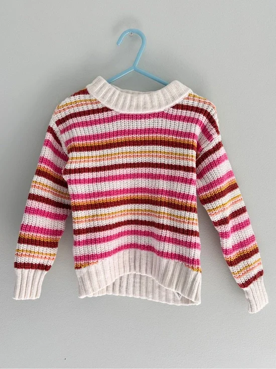 Old Navy Pink Striped Heavy Knit Sweater 4T Girls