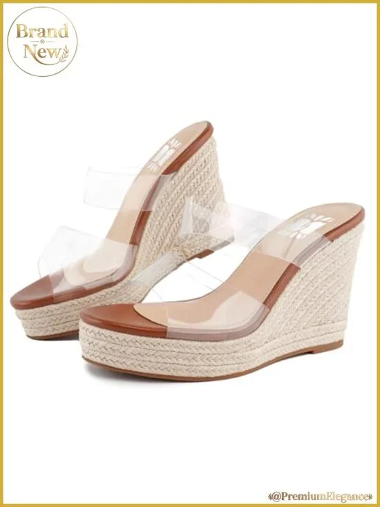 Espadrille Wedge Sandals Peep Toe Platform Slides Synthetic