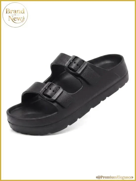 Platform Sandals with Arch Support Adjustable Buckle Lightweight EVA Slides