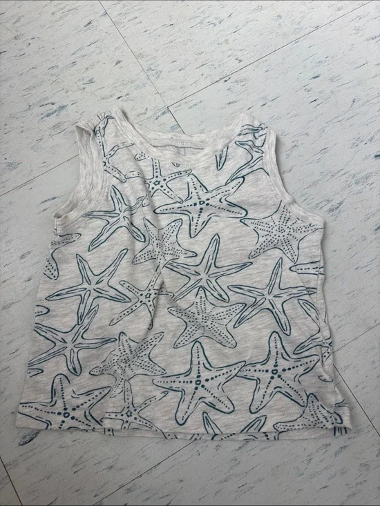 Old Navy White Tank Top with Blue Starfish Print