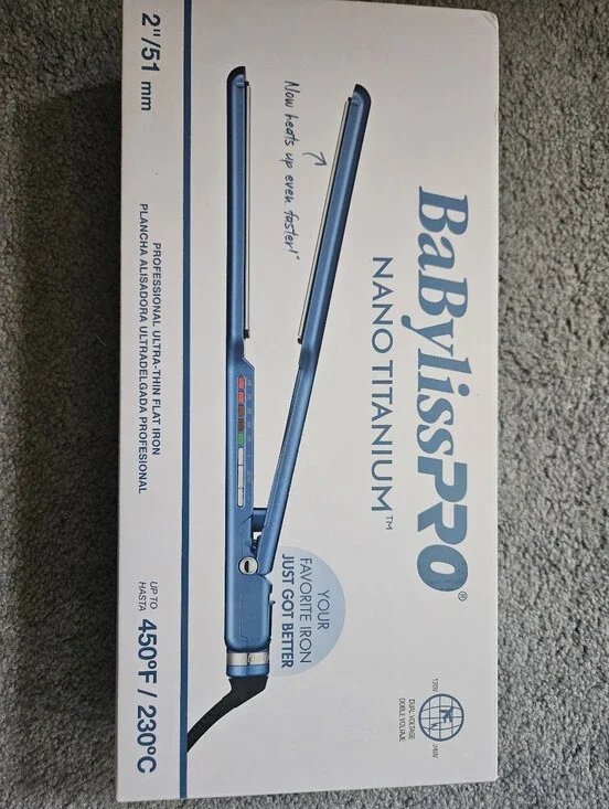 BaBylissPro Nano Titanium Blue 2 Inch Ultra Thin Flat Iron